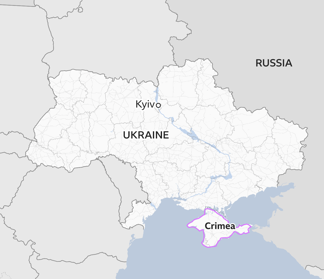 Map showing Crimea, in the south of Ukraine