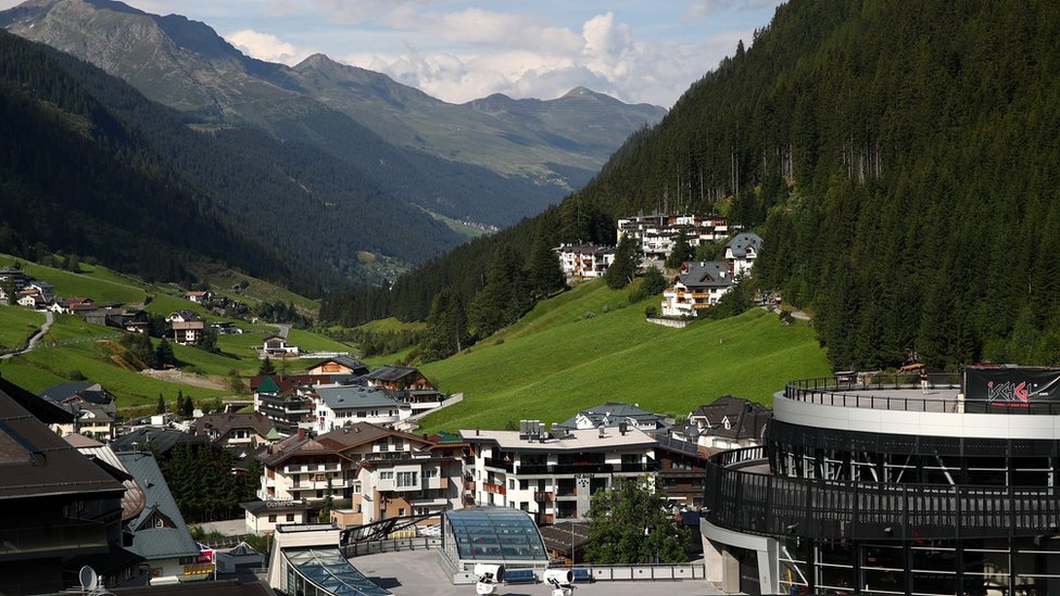 General shot of Ischgl ski village in Austria