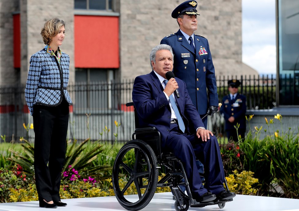 El presidente ecuatoriano Lenín Moreno es uno de los mandatarios que arribó a Bogotá para el cambio de mando. Lenín Moreno