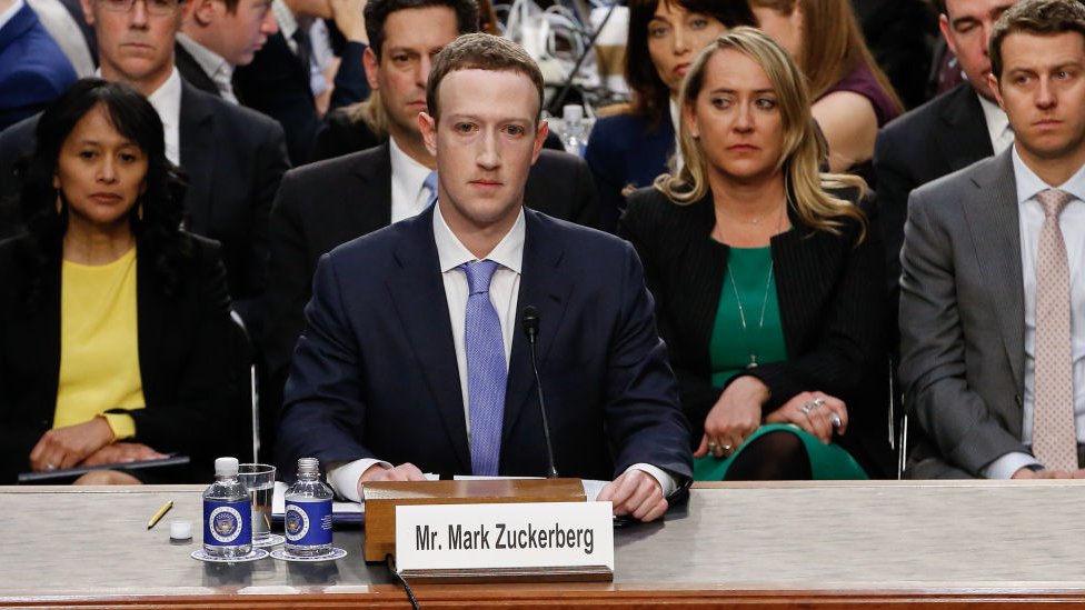 Mark Zuckerberg, fundador de Facebook, interrogado por un comité del Congreso de EE.UU., abril de 2018