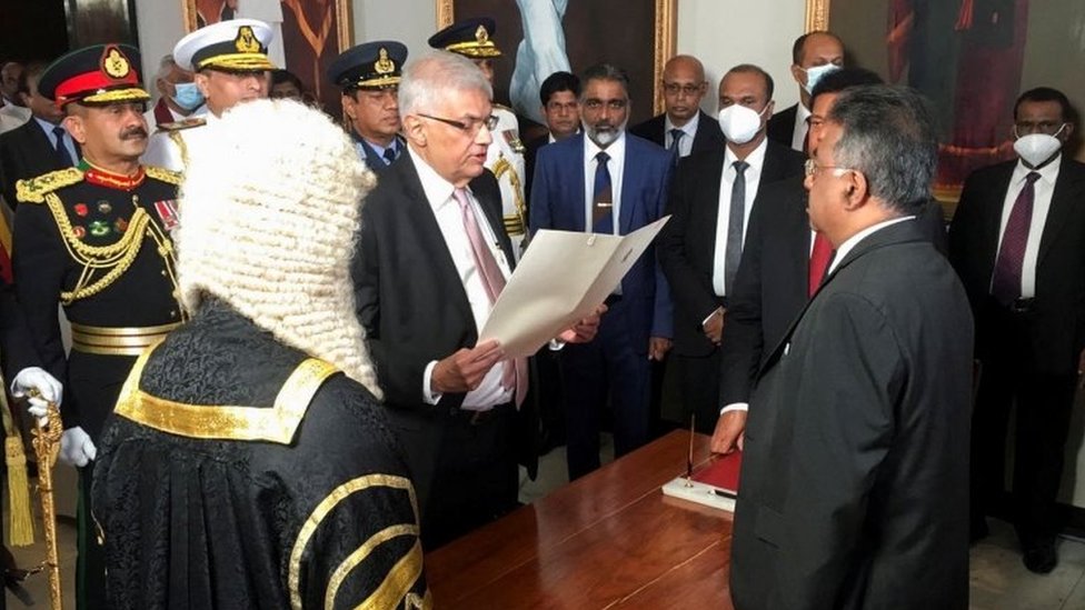 Ranil Wickremesinghe disumpah sebagai presiden Sri Lanka di kompleks parlemen, 21 Juli 2022