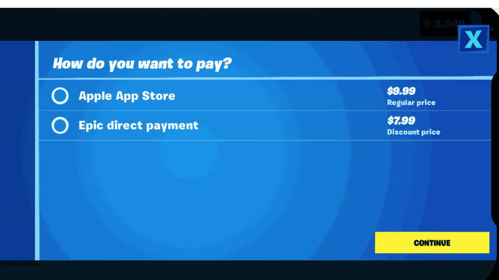 Fortnite oyununda, Epic'e doğrudan ödeme yapanlara App Store fiyatından daha düşük fiyat sunulması, uygulamanın App Store'dan silinmesine yol açtı