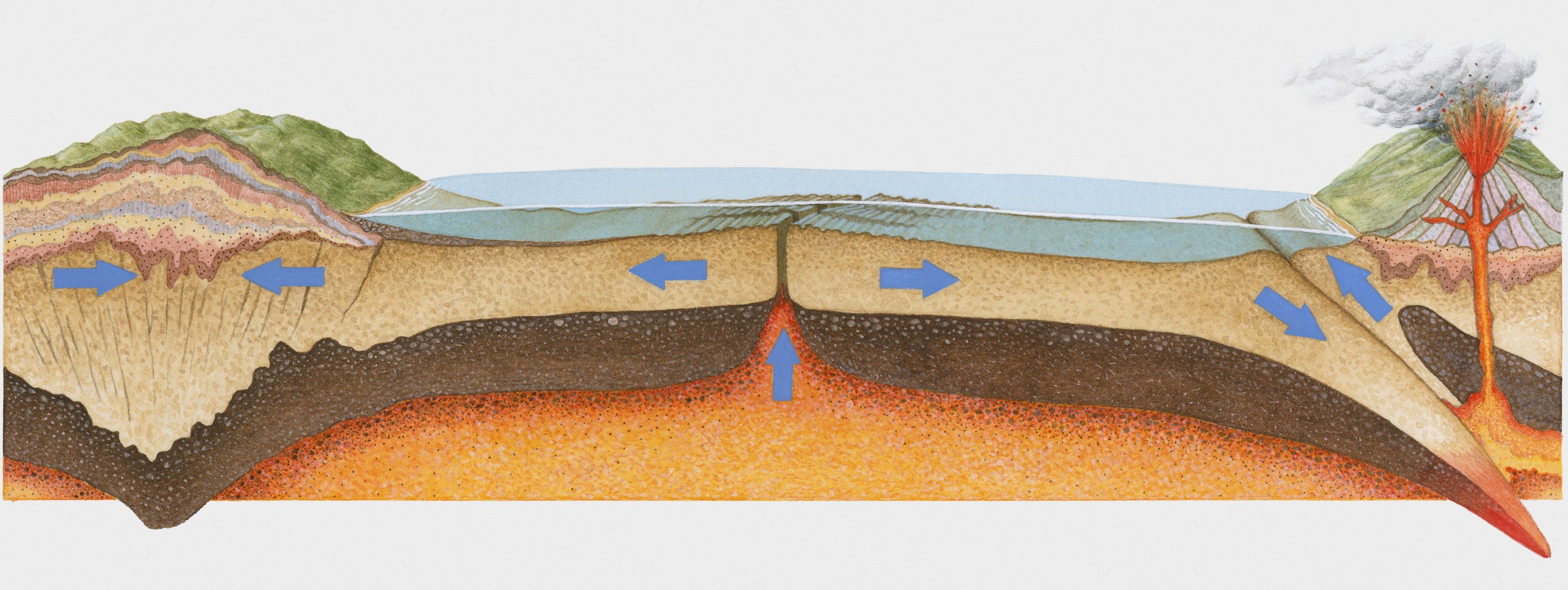 An illustration of plate tectonics