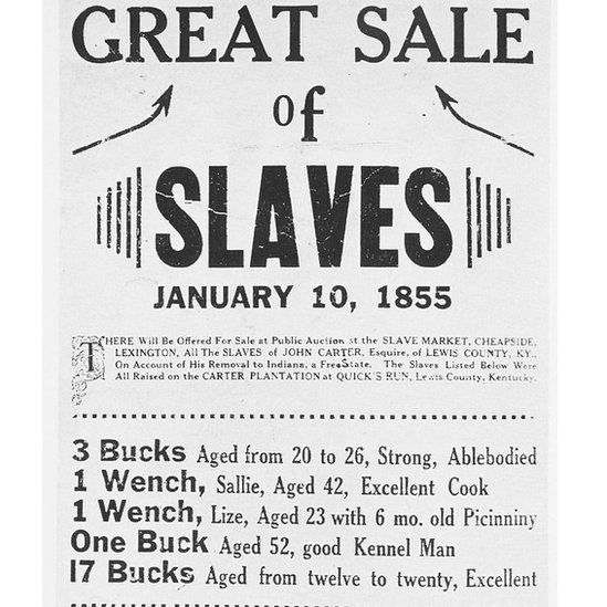 Плакат о продаже рабов