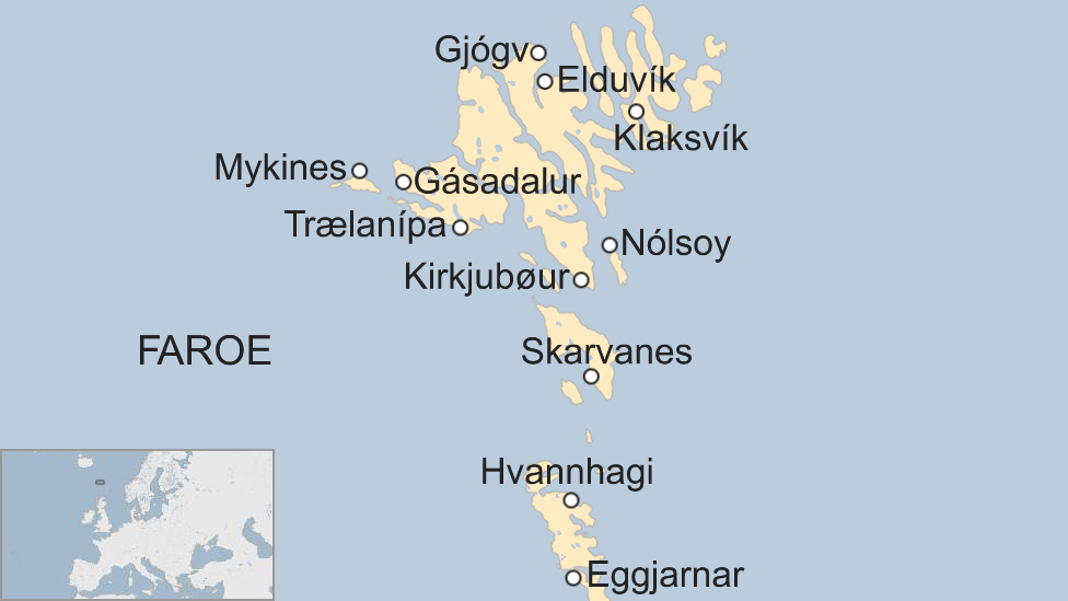 Mapa mostra as Ilhas Faroe
