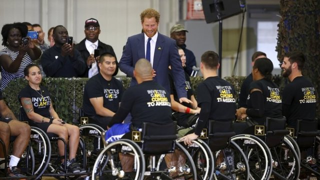 Prince Harry with wounded soldiers