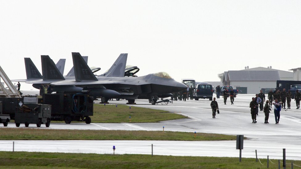 Fighter jets on US base in Okinawa