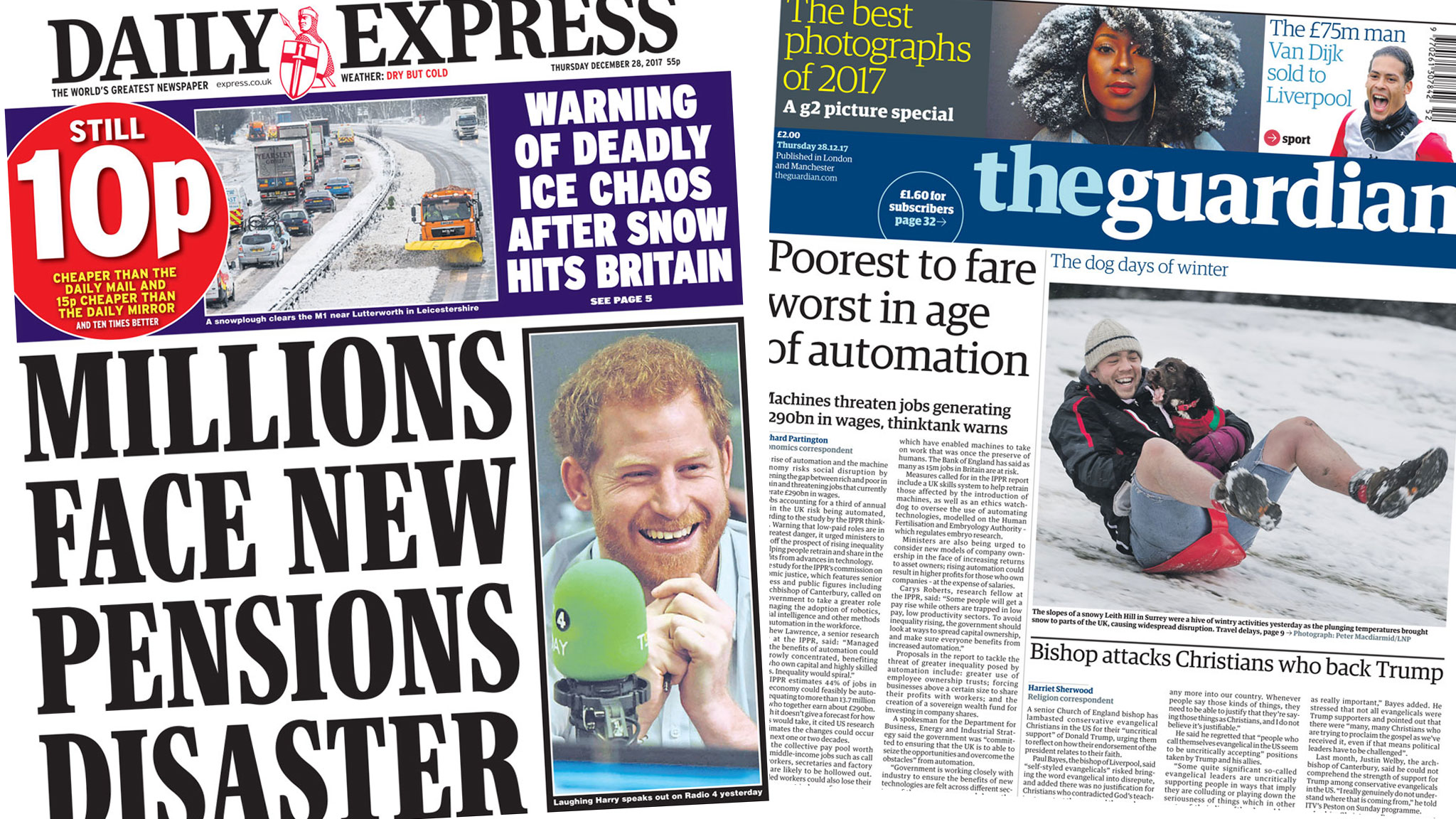 Newspaper headlines: 'Machines threaten jobs' in age of robotics - BBC News