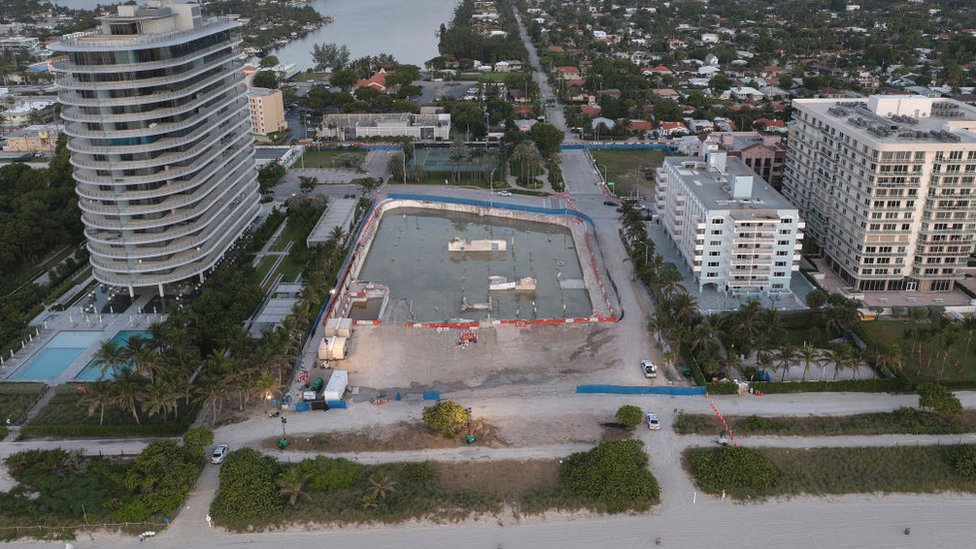 Land where the Champlain Towers South building was located at 8777 Collins Avenue in Surfside.