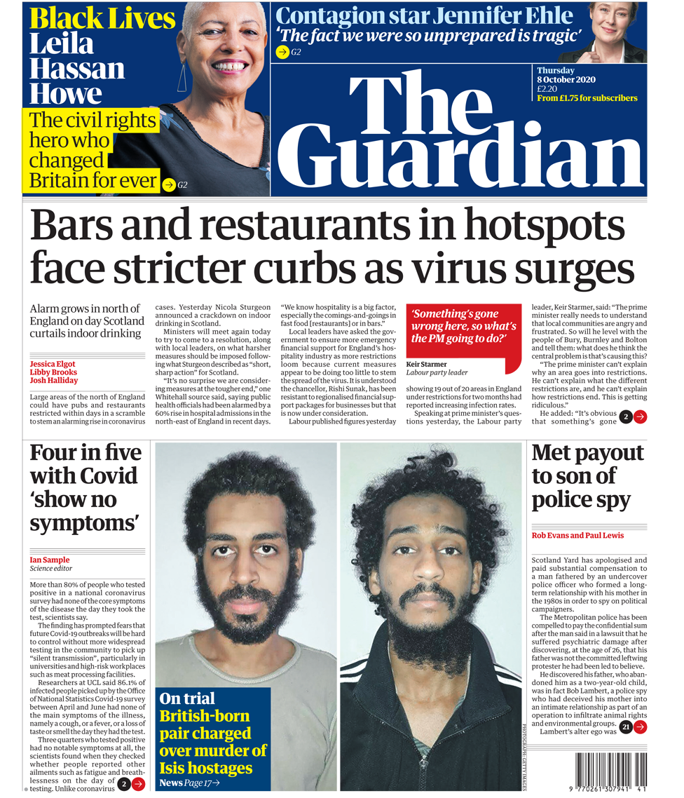 Guardian front page