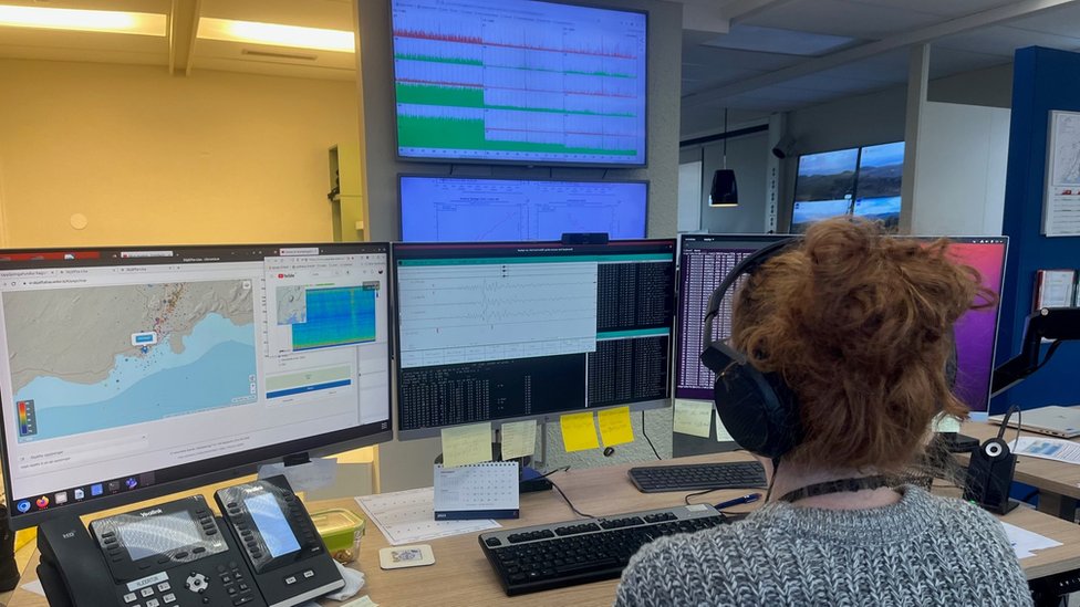 Monitoring room at the Icelandic Met Office in Reykjavik