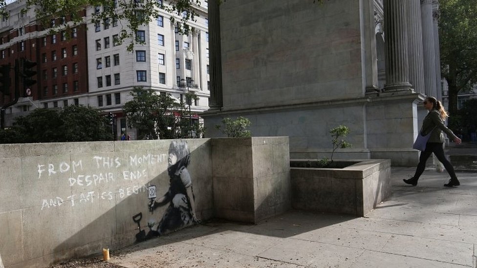 Possible Banksy image at Marble Arch
