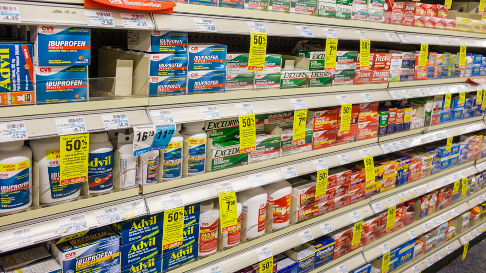   Boxing painkillers at a pharmacy in the USA 