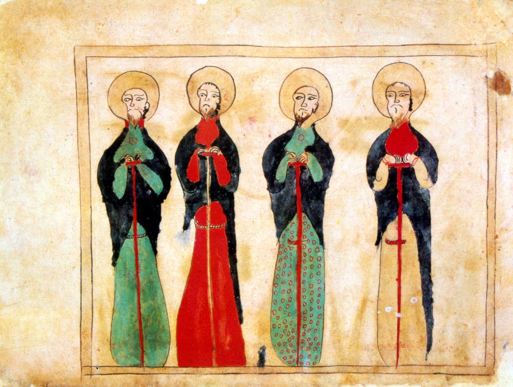 Ilustración armenia de los cuatro evangelistas del siglo XIV