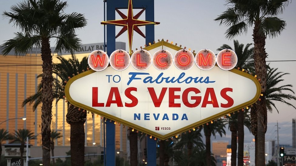 Cartel de bienvenida a Las Vegas.