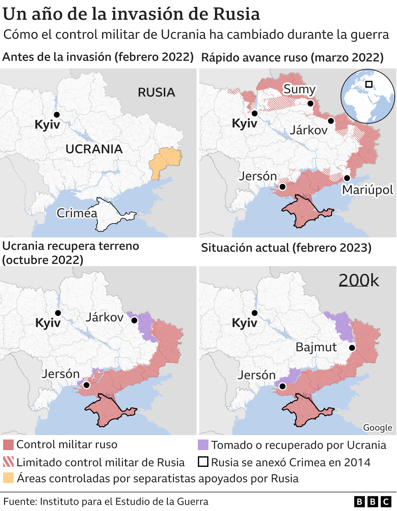 Maps of how governance in Ukraine changed during the war
