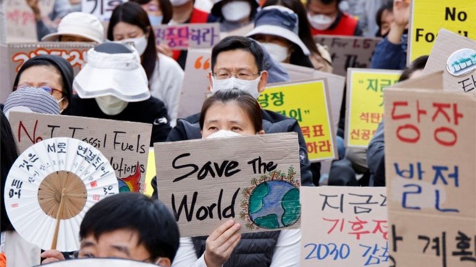 Manifestantes en Seúl