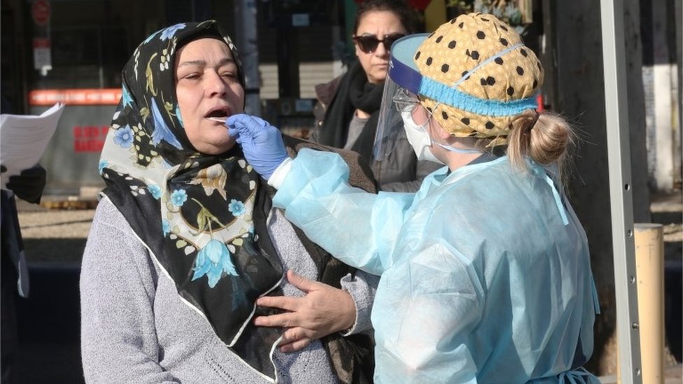 Woman gets tested for coronavirus in Melbourne, Australia (file photo)