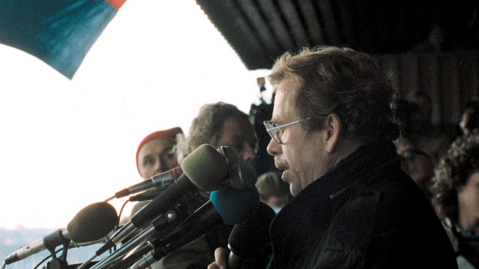 Vaclav Havel addressed a massive audience on Letna Plain on 25 November 1989, at the climax of the Prague protests