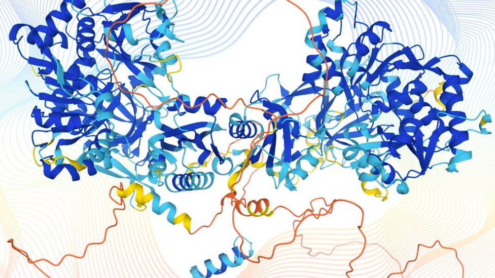 Iustración de la estuctura tridimensional de una proteína
