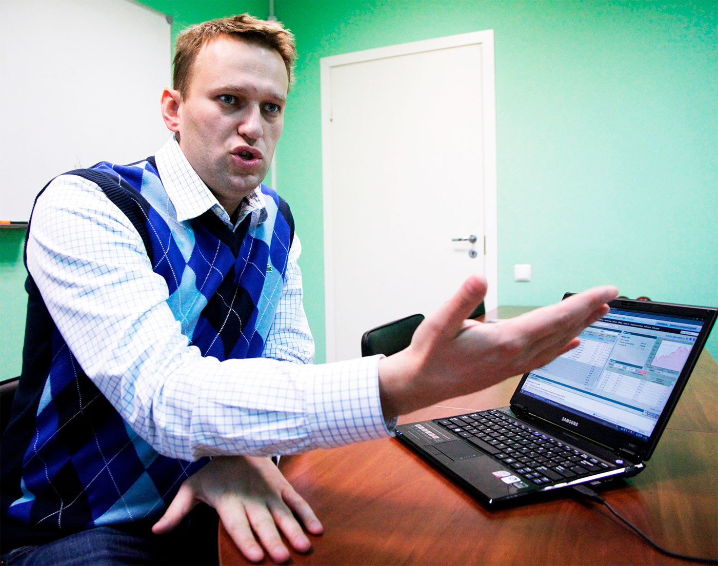 Image showing Alexei Navalny speaking in his office in Moscow - 17 December 2009