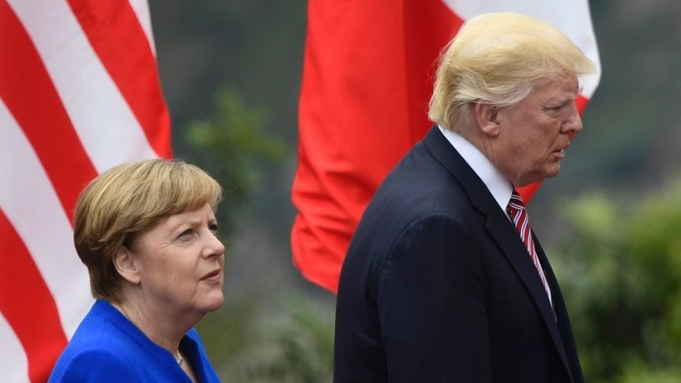Ангела Меркель и Дональд Трамп во время саммита G7 на Сицилии