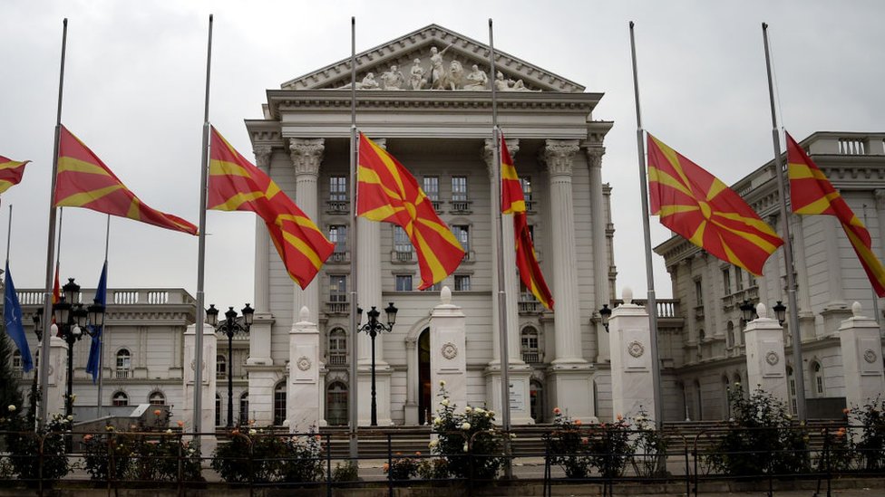 Northern Macedonia government flags flying at half mast in capital Skopje