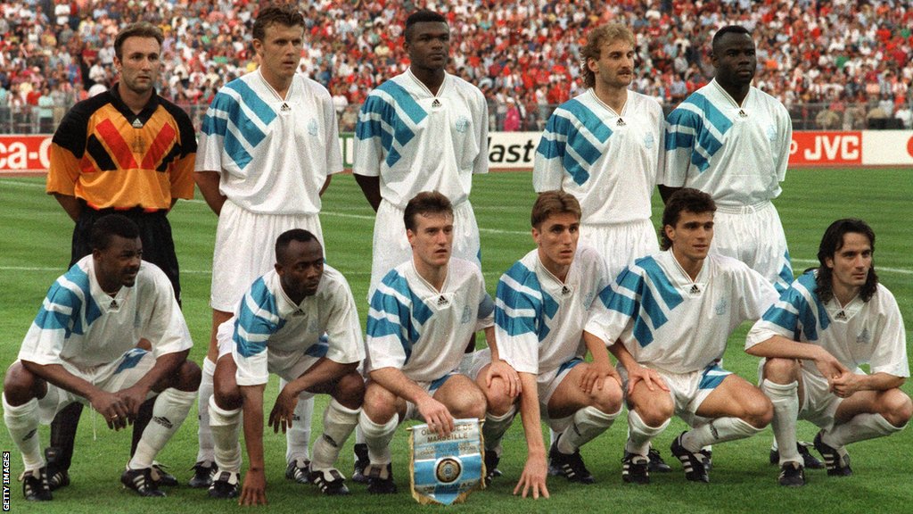 The Marseille team in the 1993 Champions League final, captained by Didier Deschamps