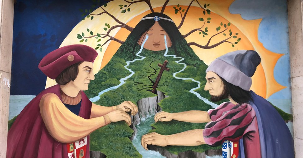 Mural que refleja el reparto de América Latina