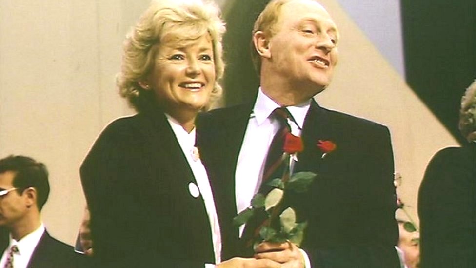 Нил и Гленис Киннок на конференции лейбористской партии в Брайтоне в 1989 г.