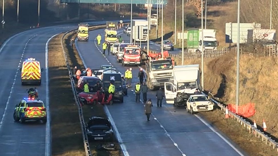 Twelve car crash sees A19 closed in County Durham BBC News