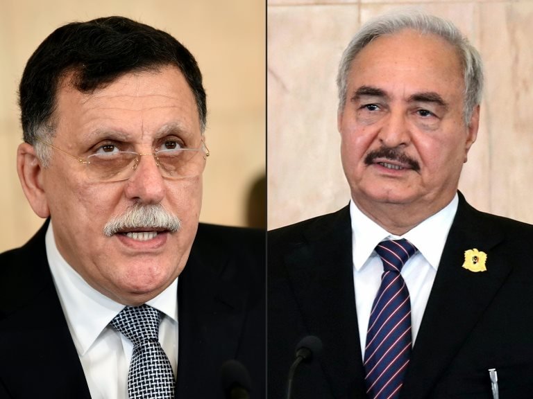 Ulusal Mutabakat Hükümeti Başbakanı Fayez al Sarraj ve General Halife Hafter
