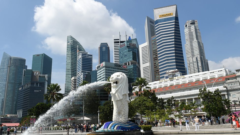 Общий вид знаменитого сингапурского Мерлиона