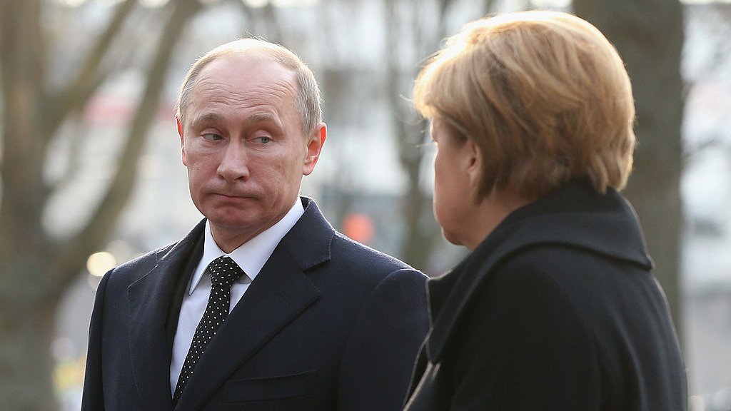 الرئيس الروسي فلاديمير بوتين والمستشارة الألمانية أنغيلا ميركل، في ألمانيا، 8 نيسان/ أبريل 2013