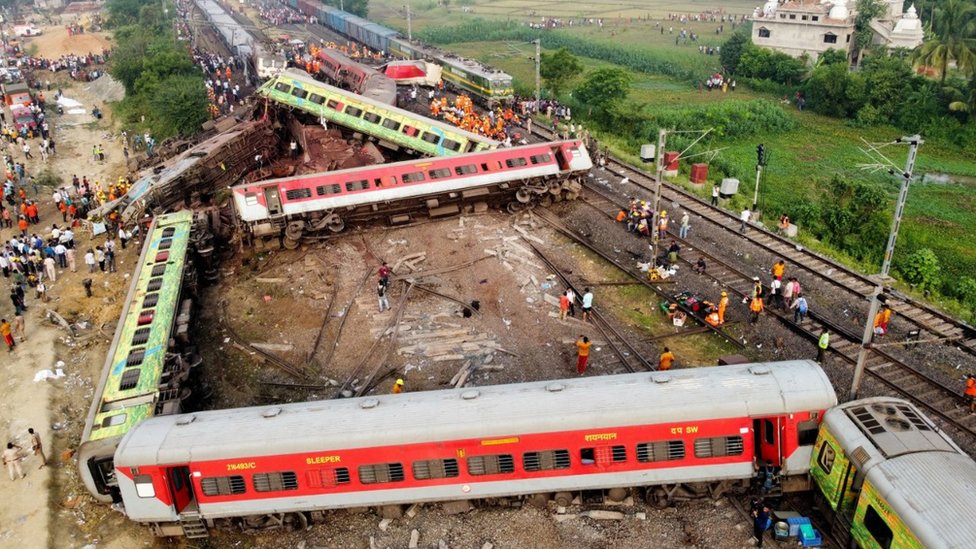 Imagen aérea del accidente en India.
