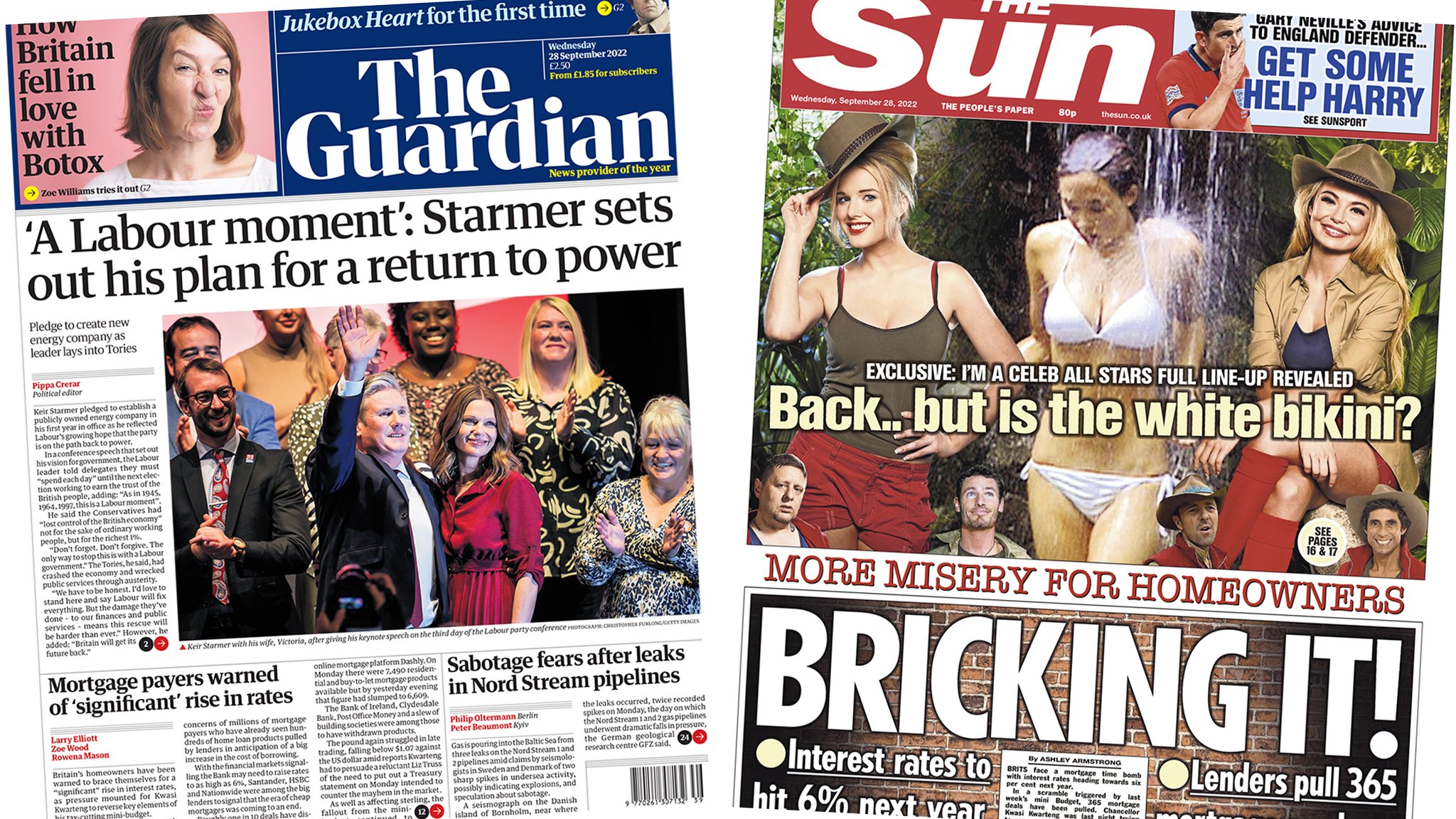 Newspaper headlines A Labour moment and misery for homeowners billede billede