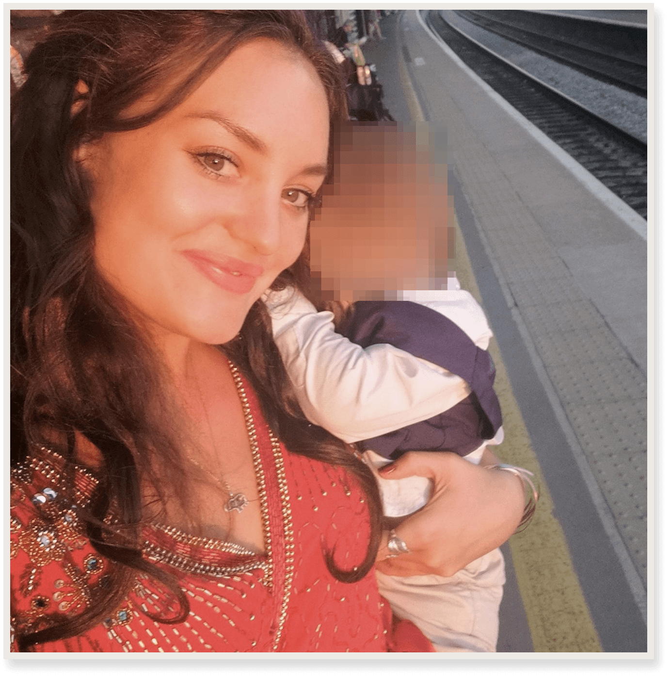 A photograph of Constance Marten holding a child