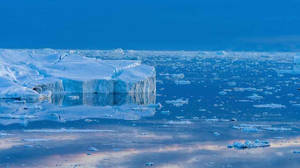 Icebergs near Ilulissat, Greenland. Climate change is having a profound effect in Greenland with glaciers and the Greenland ice cap retreating. (Photo by Ulrik Pedersen/NurPhoto via Getty Images)