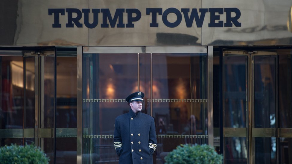 Front door of Trump Tower in New York. 21 Jan 2017