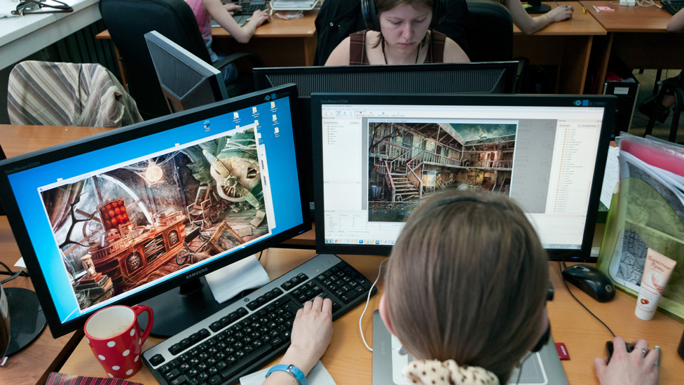 Alawar produce juegos de computadora que ha logrado vender en el mercado internacional. Oficinas de Alawar Entertainment