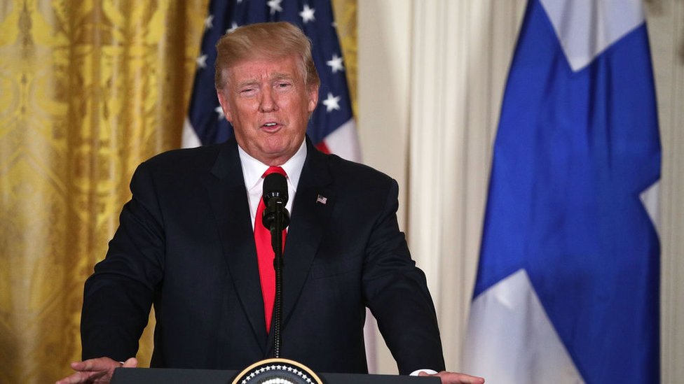 Donald Trump anunció su visita a las zonas afectadas. Donald Trump, durante una comaprecencia en la Casa Blanca.