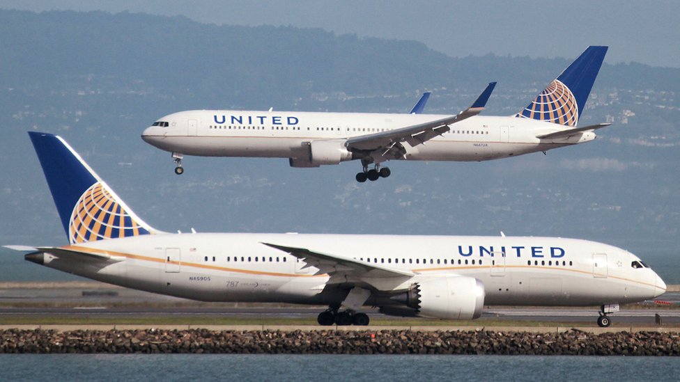 Самолет Boeing 787 United Airlines в международном аэропорту Сан-Франциско, Калифорния, 7 февраля 2015 г.