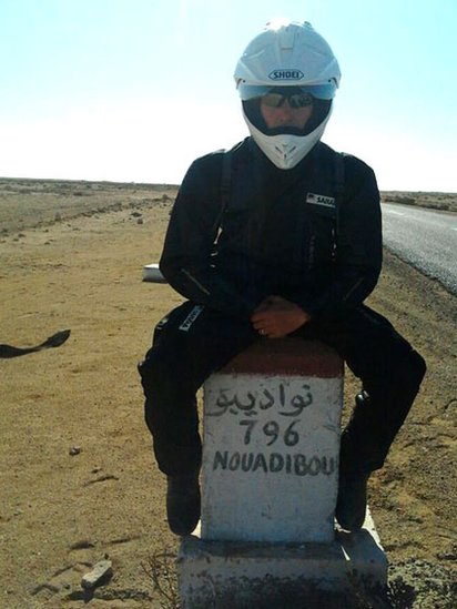 Stephen McGown estuvo acompañado de un motociclista holandés en la mayor parte de su viaje. (Foto cortesía de Stephen McGown) Stephen McGown, durante su viaje en moto (Foto: Stephen McGown)