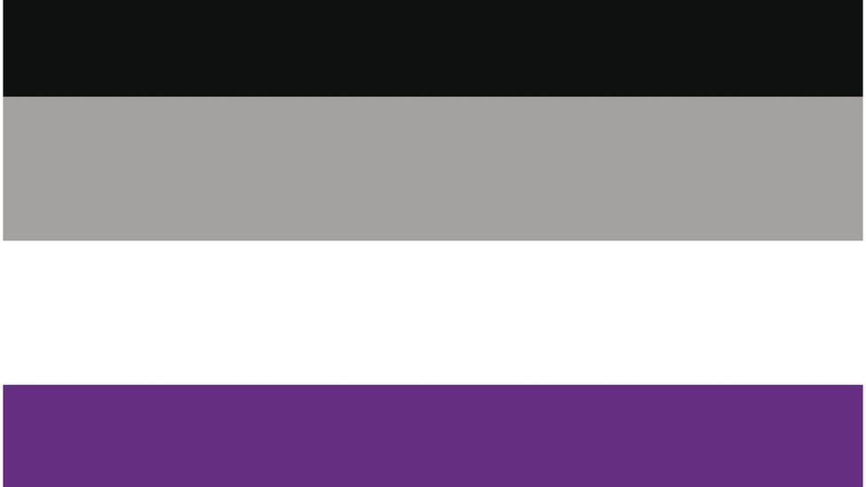 The black, grey, white and purple asexual flag