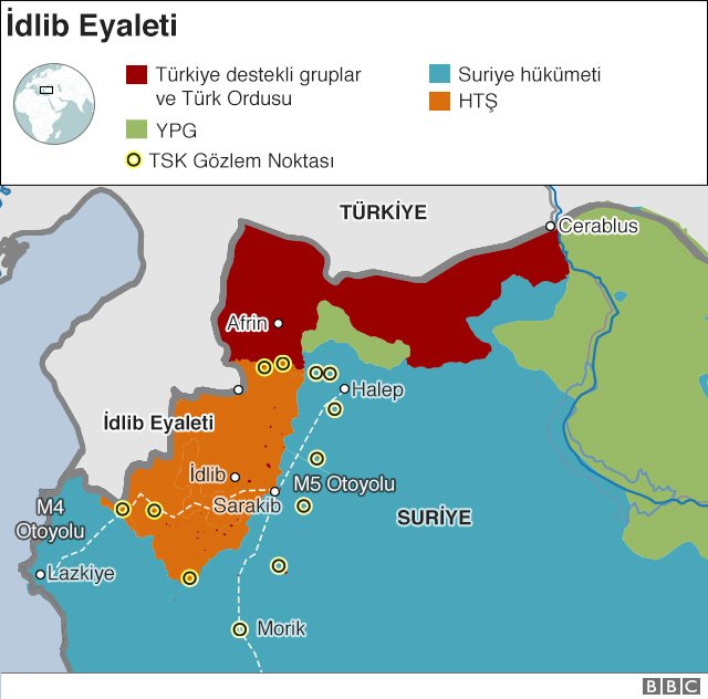 İdlib harita - 21 Ekim 2020