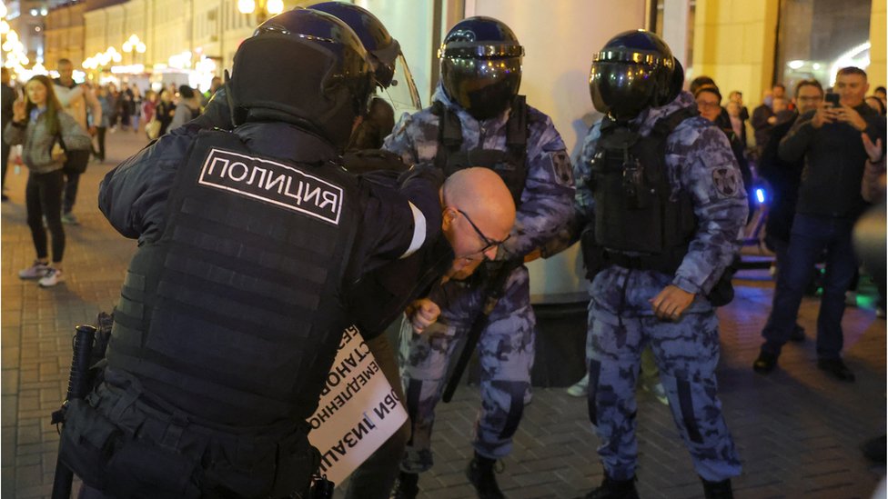 Protesta en Moscú.