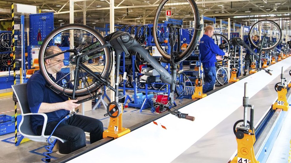 Fábrica de bicicletas en Países Bajos.