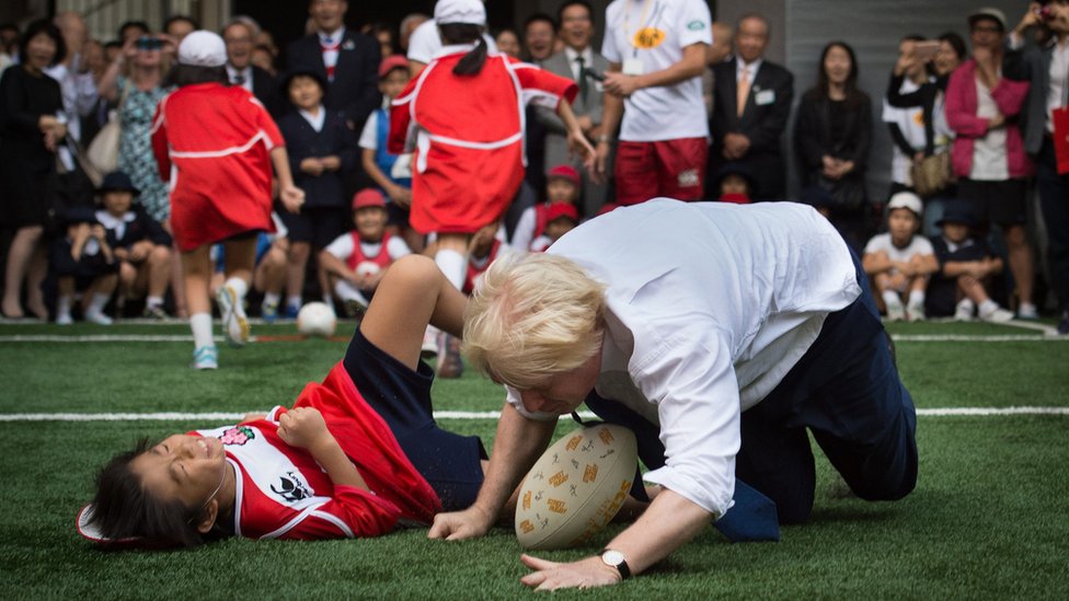 Boris Johnson Knocks Child To Ground In Touch Rugby Bbc News