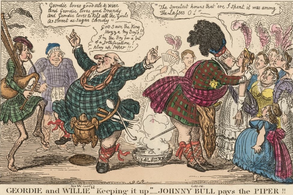 Geordie and Willie “keeping it up” – Johnny Bull pays the piper!!