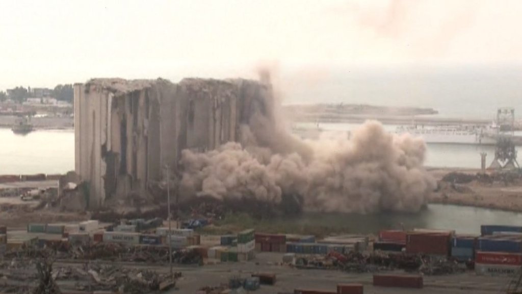 Beirut: The moment part of the port grain silos collapsed caught on camera